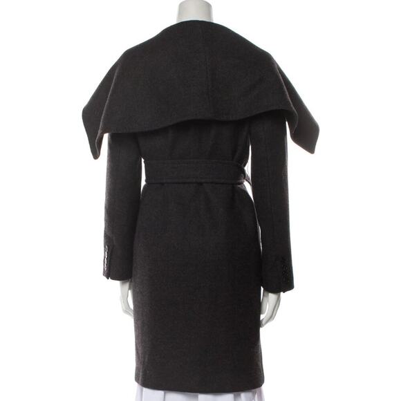 Like-new Max Mara Size 4 Gray Virgin Wool Angora Midi Shawl Collar Tie-Wrap Coat - Picture 4 of 13